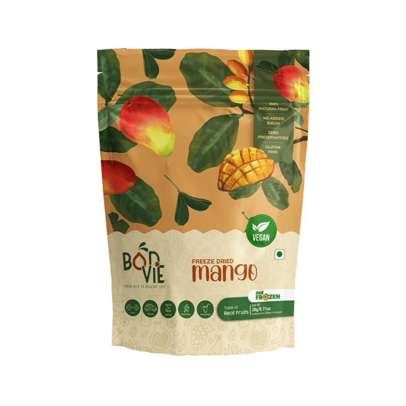 Bonvie Freeze-Dried Mango Freeze Dried Mango Cubes Fruit Snacks Sugar-Free Vegan 100% Natural Gluten-Free Healthy (Mango pack of 6) (Buy 6 get 6 Free)